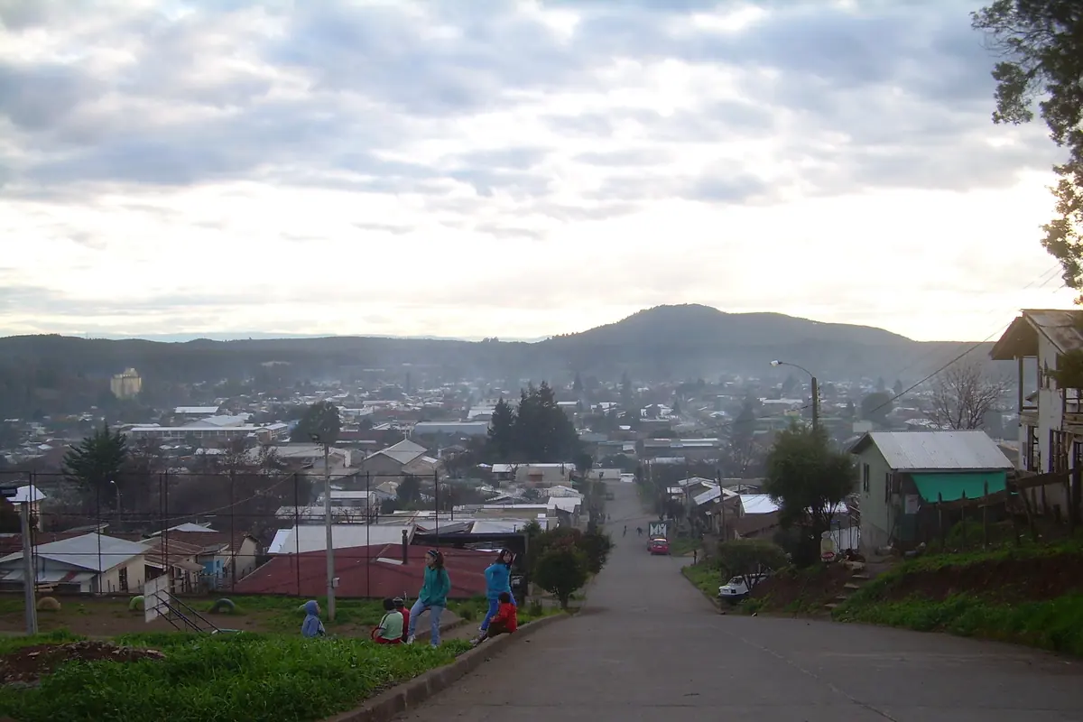 Una vista hacia el centro de Mulchén, Región del Biobío